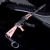 High Quality PUBG Keychain Metal Gun Model 21cm AKM QBZ95 AWM 98K Helmet Alloy Weapon Light Key Chain Birthday Gifts Toy for Kid 2