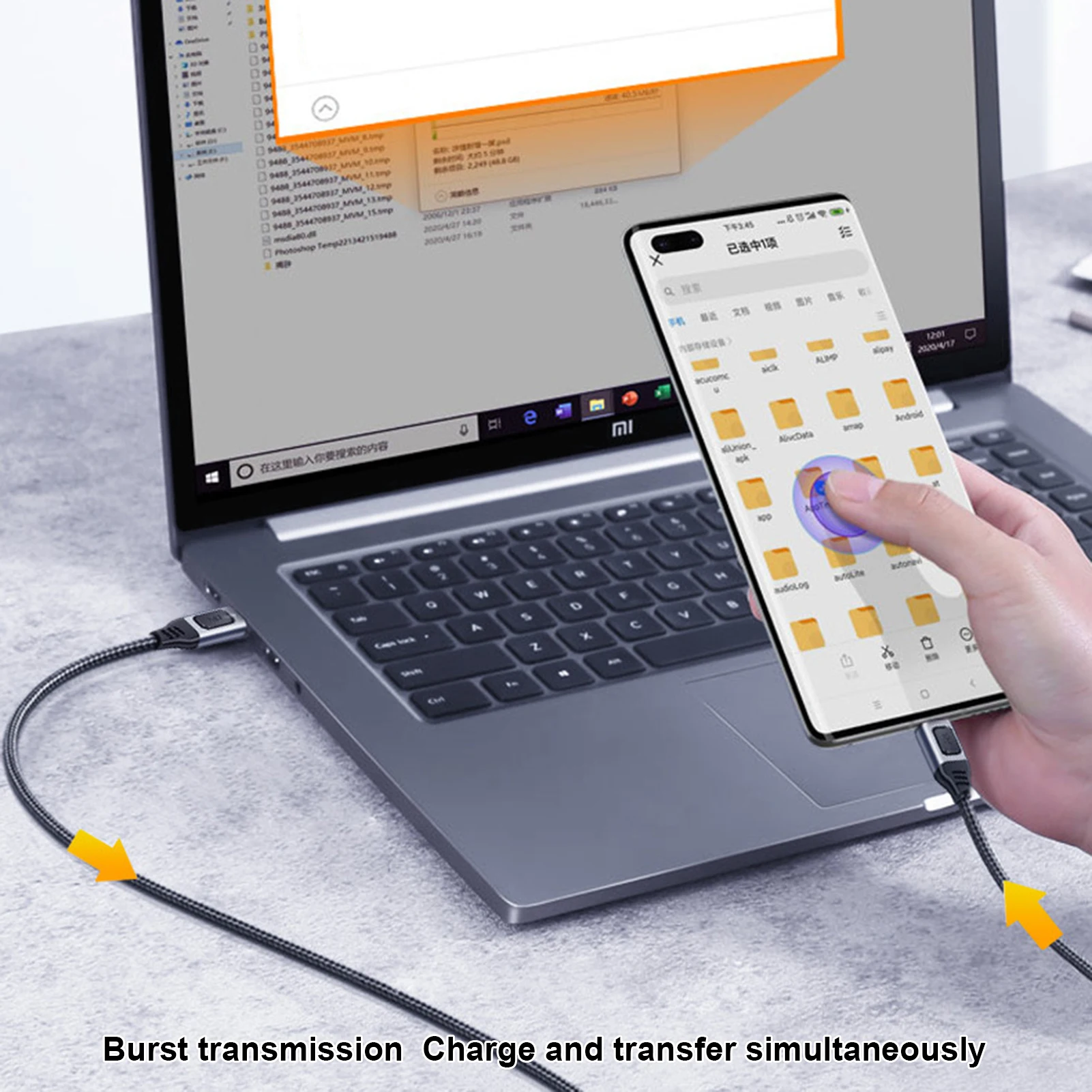 Charger Cable Fast ChCable With Emarker Chip 20V/5A Double-Head Nylon Braided Type C Data Cable For