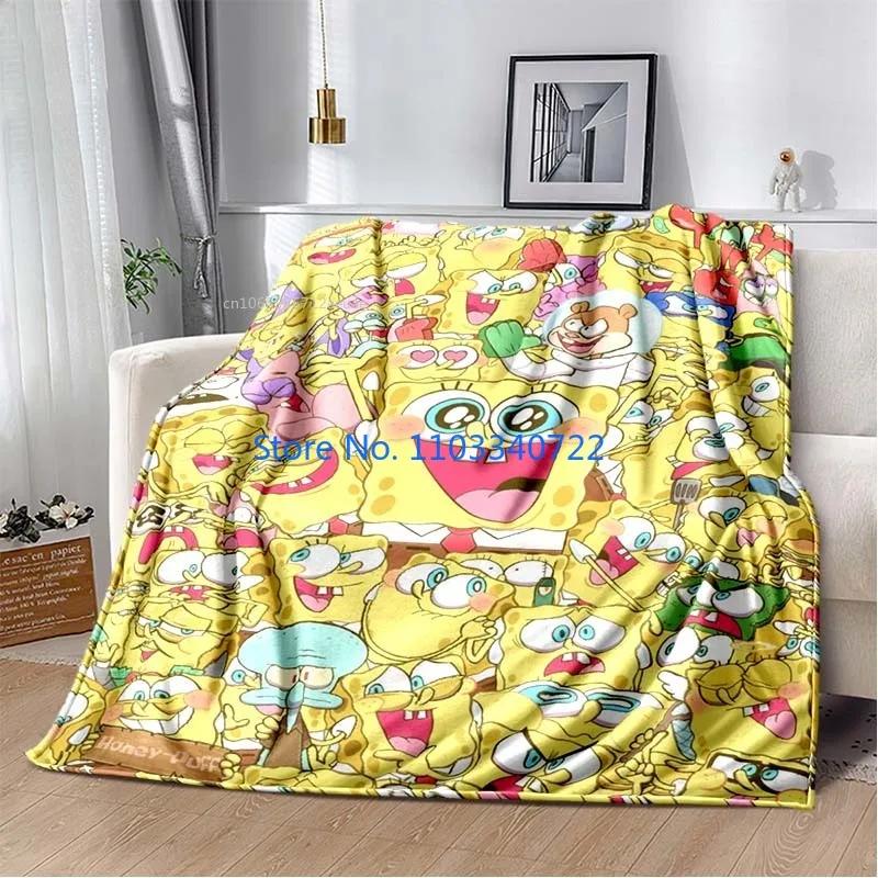 Bob Esponja Bambini Morbida Flanella Bambini Coperta Tiro Per Letto Divano Pisolino Coperte 150X200Cm Ragazzo Ragazza Festival Regalo