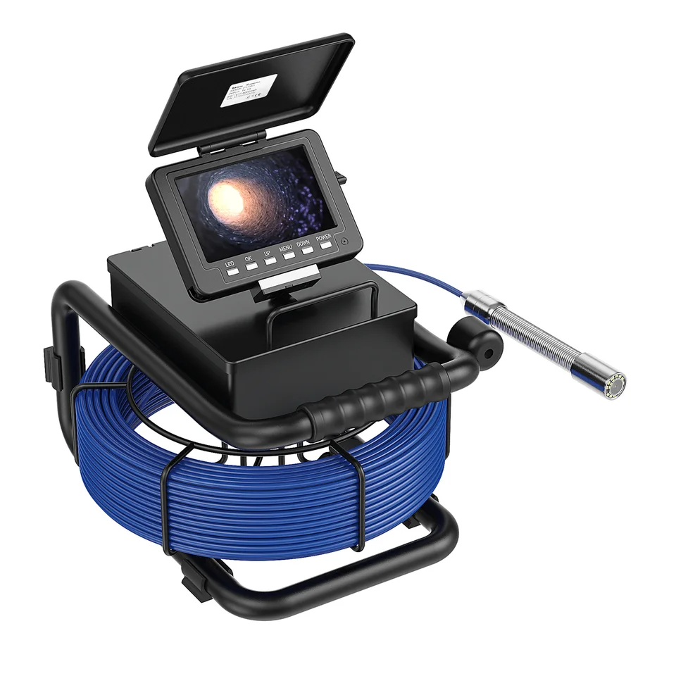Anysun Endoscopio Camara De Inspeccion, 1080P HD Cámara Endoscópica Con Autonivelante, Contador De Distancia, Grabador DVR, IPS De 9" Camara Inspeccion Tuberias IP68 Impermeable Para Fontanero 30M