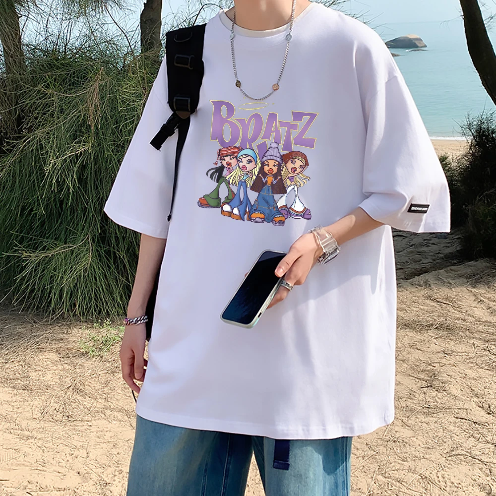 Bratz T shirt Harajuku Funny Cartoon Anime Manga tshirt Ropa Aesthetic  Graphic Tops 100% Cotton Men Oversized Clothes Unisex