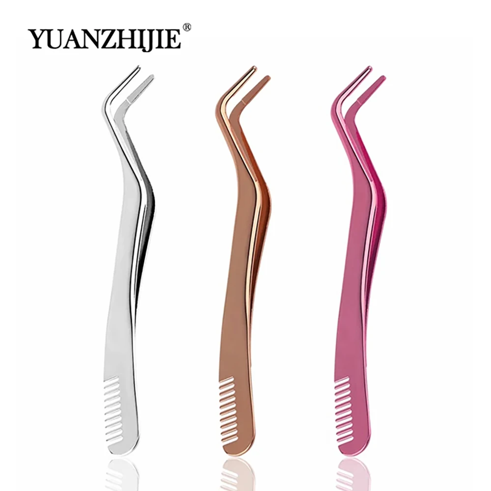 

YUANZHIJIE Eyelashes Applicator Stainless Steel Eyelash Extension Curler Nipper Clip Clamp Makeup Tools Professional Tweezers