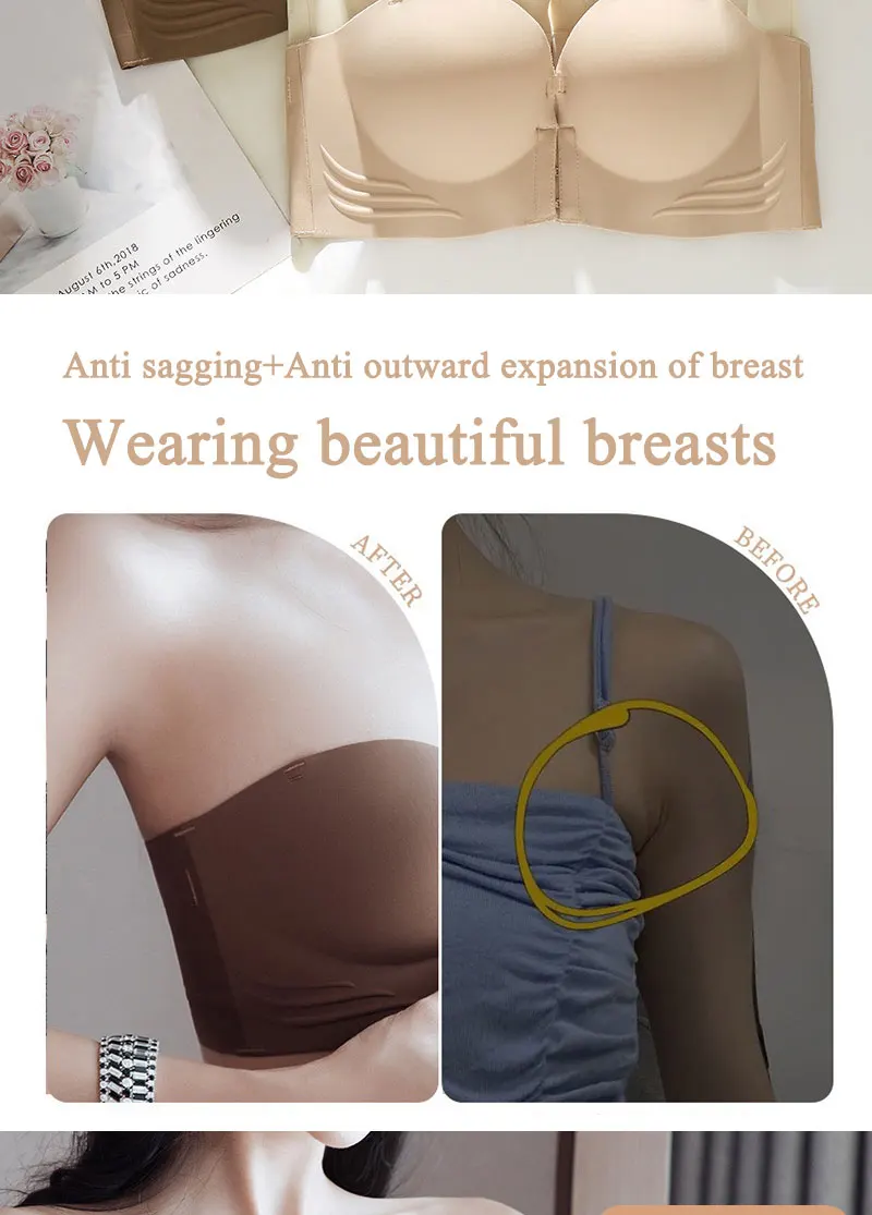 1Pc Sexy Front Closure Sexy Push Up Bra Women Invisible Bras Underwear Lingerie For Female Brassiere Strapless Seamless Bralette