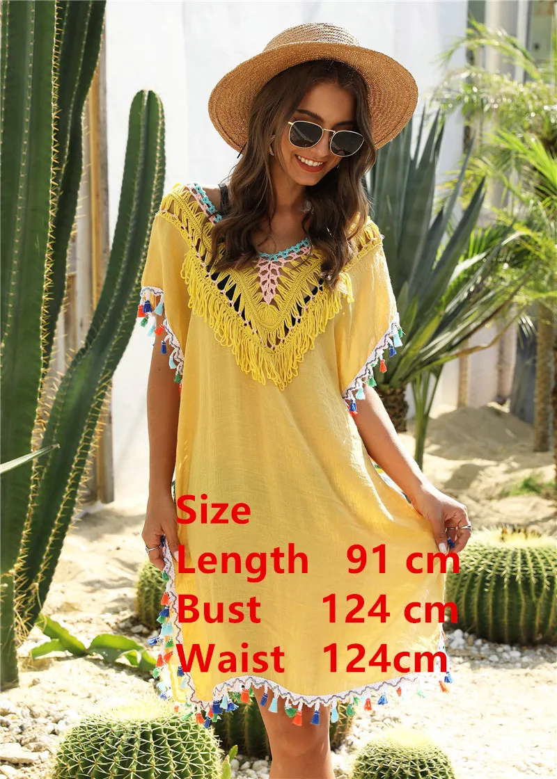 Beach Cover Up for Women Swimwear Tunic Fringe Ups Swim Bikini Ladies Dress Yellow 2024 vestido playero Cover-Ups Robe Pareos - AliExpress 200000345 Beach Cover Up for Women Swimwear Tunic Fringe Ups Swim Bikini Ladies Dress Yellow 2024 vestido playero Cover-Ups Robe Pareos - AliExpress 200000345