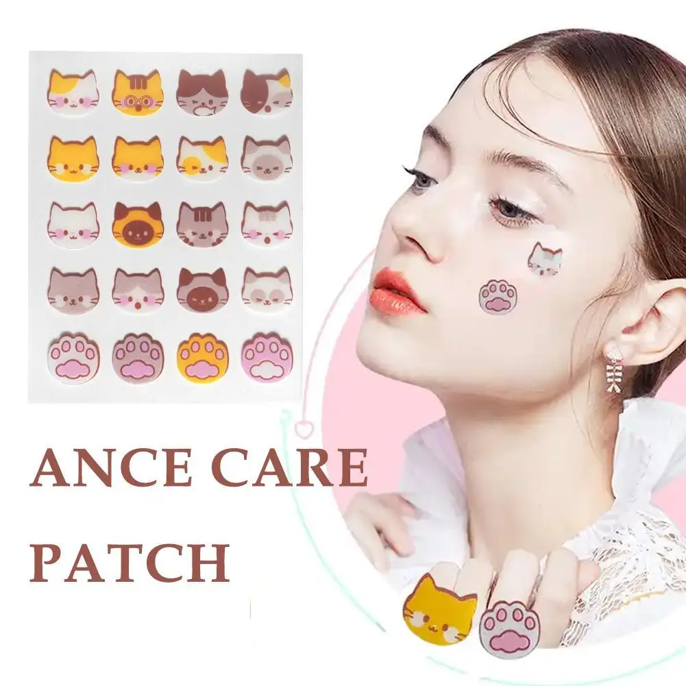 

20pcs Cute Cat Anti-ance Patch Acne Pimple Removal Sticker Gentle Repair Oil Control Breathable Soothing Facial Care