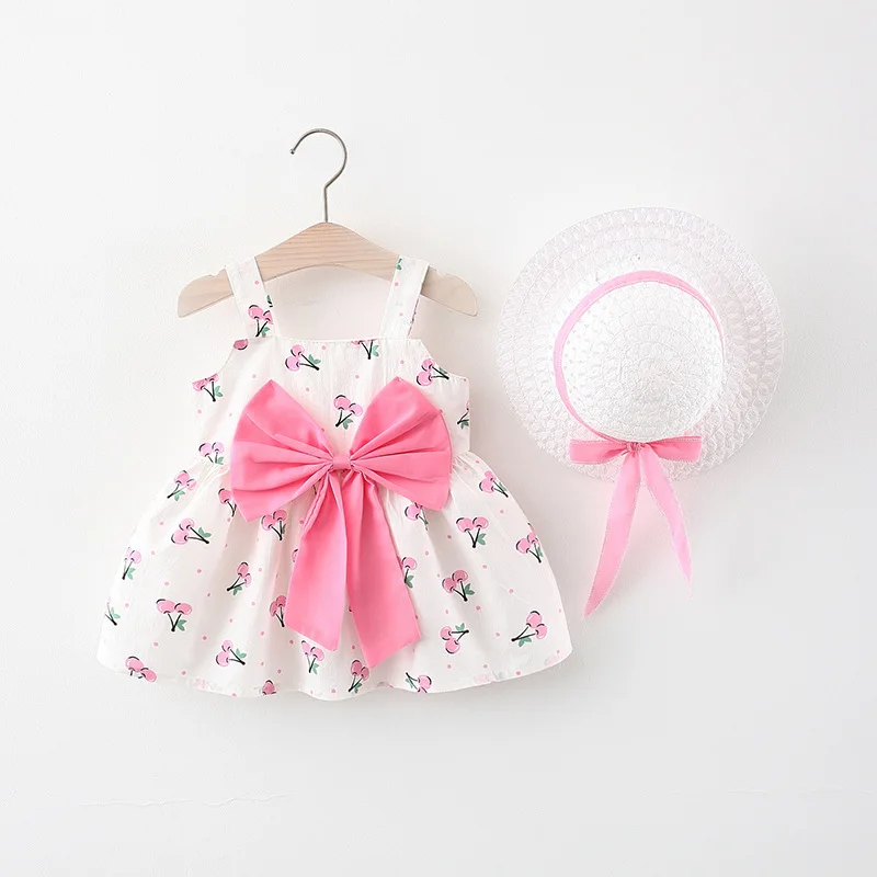 cutest baby dresses New Fashion Baby Girl Dresses Princess Clothing Cute 2pcs Set Party Cotton Flower  Children  Bow Hat Sleeveless Sweet baby dresses Dresses