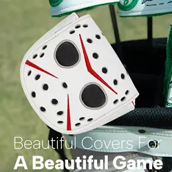 Premium Hockey Goalie Mask PU Leather Golf Putter Headcover (WHITE)