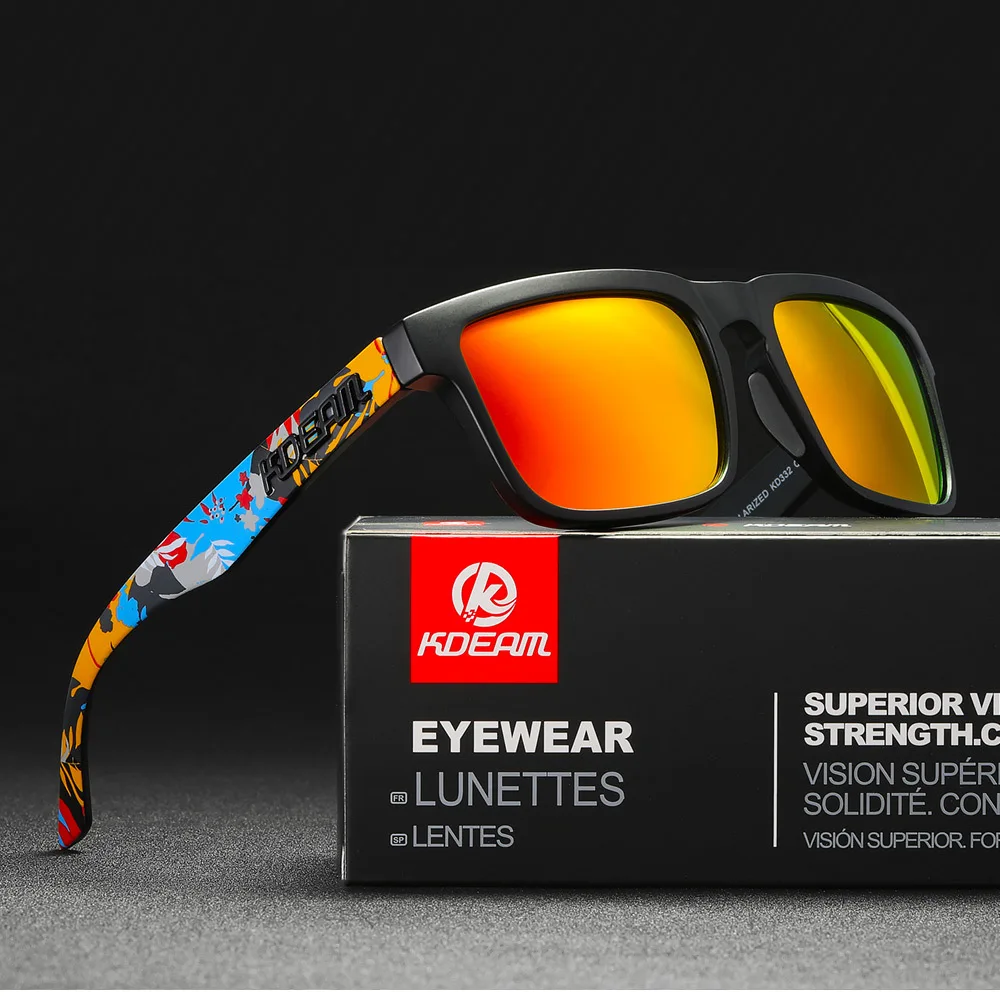 2026 Kdeam Hochwertige Polarisierte Sonnenbrille für Herren und Damen, Modische Unisex-Marke, Trendige Outdoor-Brille für Paare mit Roten Gläsern