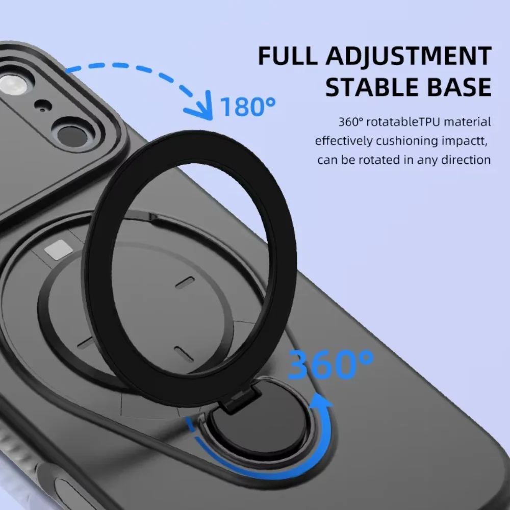 Magnetic TPU Phone Case with 360° Rotating Kickstand and Ring Holder