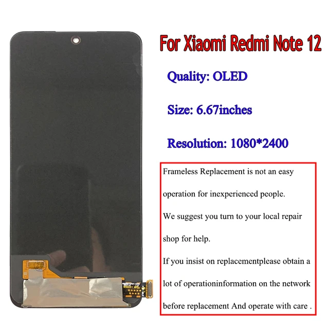 6.67''Original For Xiaomi Redmi Note 12 4G LCD Display Screen Touch Panel  Digitizer Replacement Parts For Xiaomi Redmi Note12 5G - AliExpress
