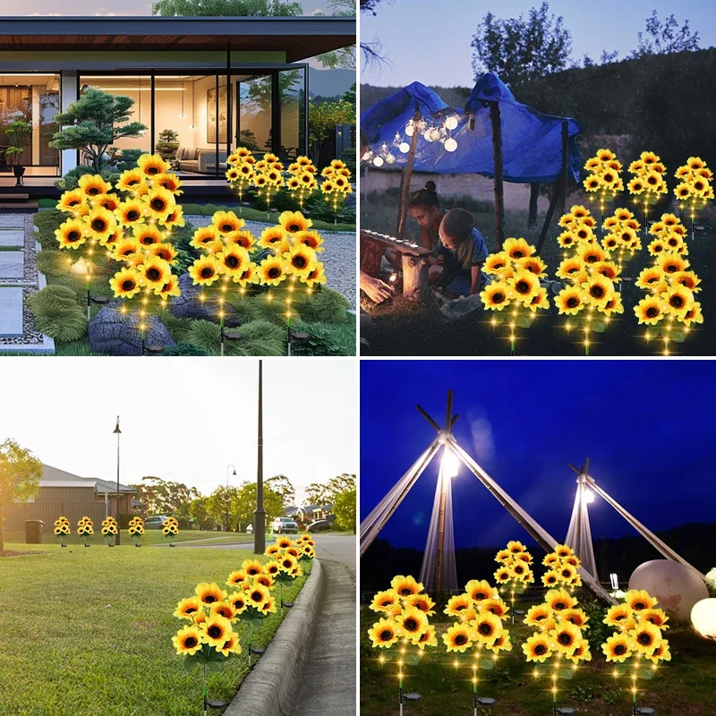 Sunflower Solar Ligts Outdoor Garden Decor Waterproof Solar Outdoor Lamp Decorative Lights Path Garden Patio Backyard Christmas