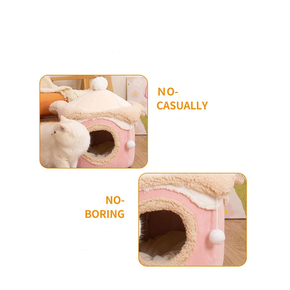 2024 Winter Warm Cat Dog House Deep Sleep Pet Nest Geometric Ice Cream House Fun Comfort Nest for Small Medium Cat Dogs Pet