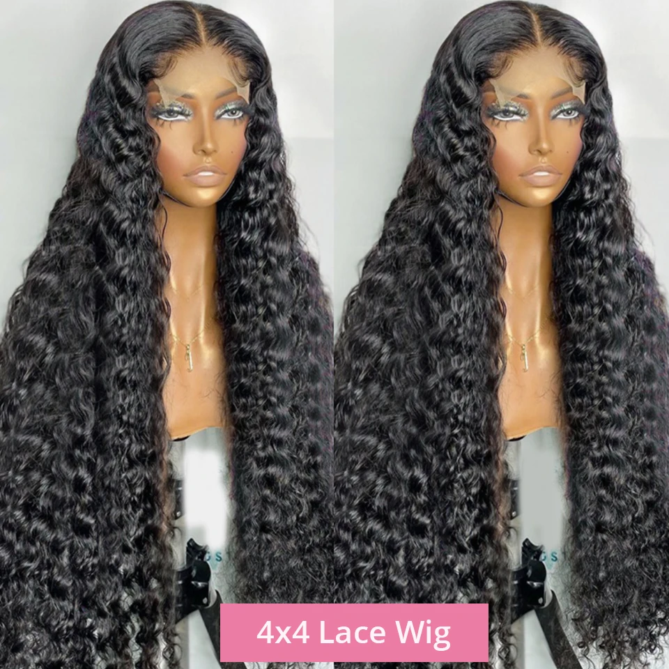 30 40 Inch Deep Wave Frontal Wig Water Curly Lace Front Human Hair Wig 13x4 Lace Frontal Human Hair Wigs PrePlucked Hairline