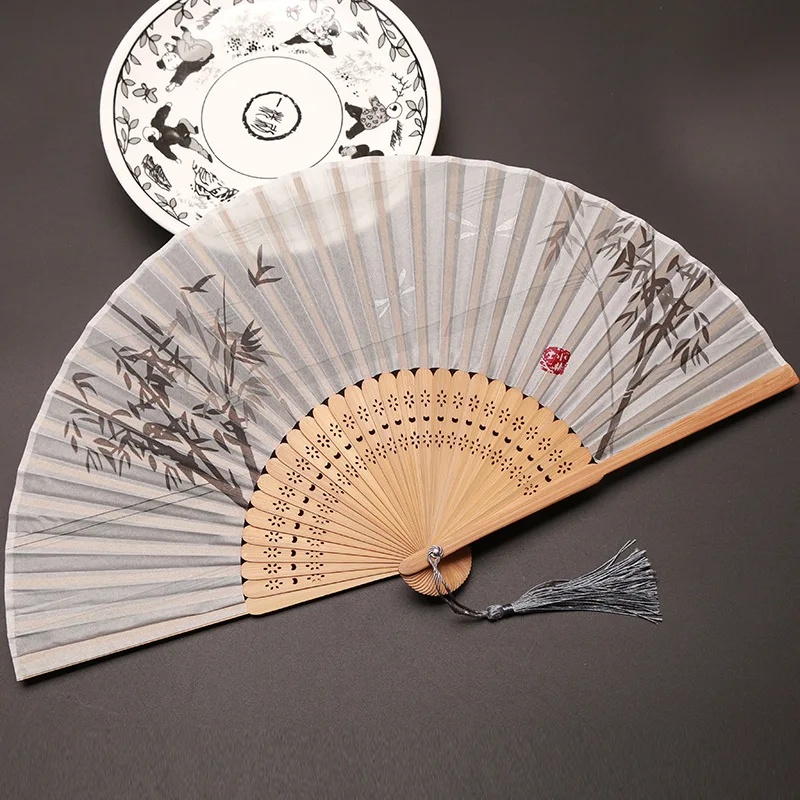 Japanese Folding Fan Handmade Decorative Kanagawa Wave Foldable Fan Handheld Vintage Hand Fans For Women Portable Folding F