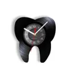Tooth Shaped Laser Cut Longplay Wall Clock For Dental Clinic Orthodontist Office Vinyl Record Wall Clock Dentist Hygienist Gift 1
