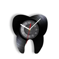 Tooth Shaped Laser Cut Longplay Wall Clock For Dental Clinic Orthodontist Office Vinyl Record Wall Clock Dentist Hygienist Gift 1