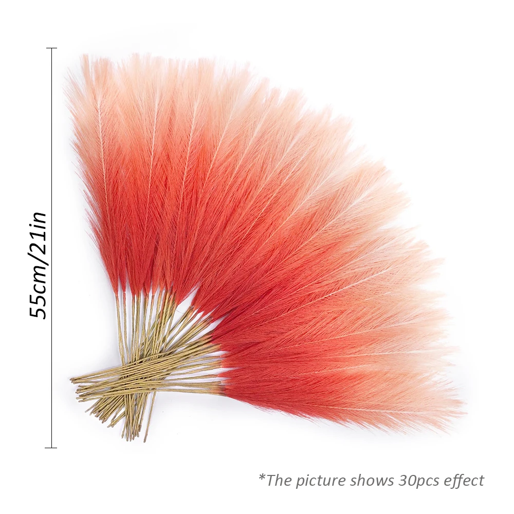 Vibrant Boho Faux Pampas Grass - Set of 10 Elegant Stems for Home and Wedding Decor