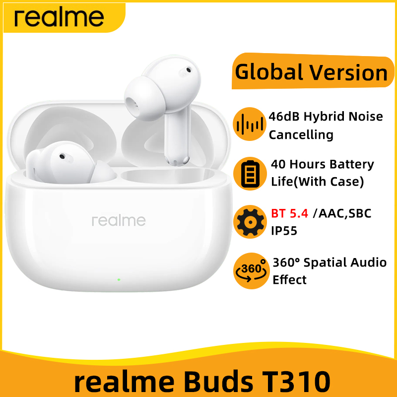 Global Version realme Buds T310 True Wireless Earphone 46dB Active Noise Cancelling TWS Earphone Bluetooth 5.4 For realme 13 PRO