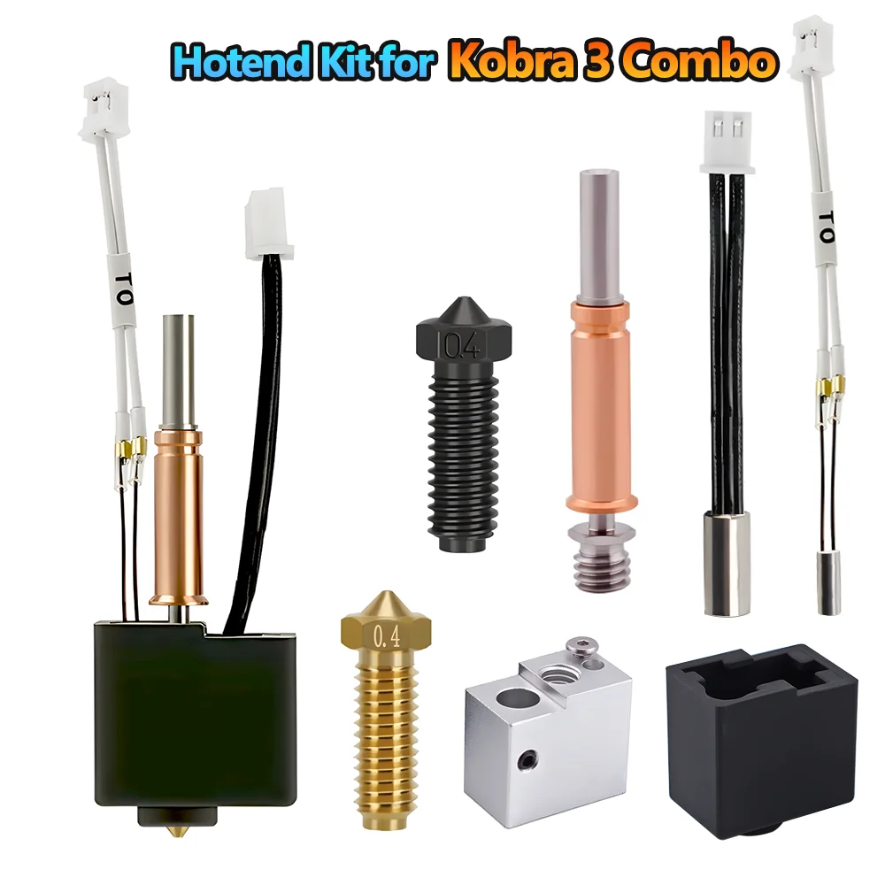 Hotend-Kit für Anycubic Kobra 3 Combo mit gehärteter Stahldüse, Bimetall-Heatbreak, Heizelement und Thermistor