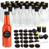 Mini Hot Sauce Bottles 5 oz, 24 Pack Glass Woozy with Shrink Capsules, Vanilla Extract Labels, Funnel, Dripper Inserts,Pepper 4