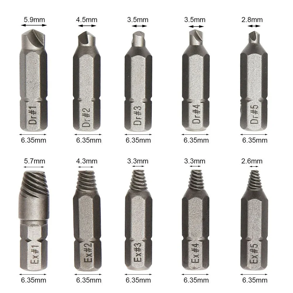 10-Piece Damaged Screw and Bolt Extractor Drill Bit Set