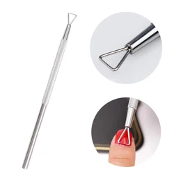 Stainless Steel Triangle Nail Art Manicure Tool - Cuticle Pusher & UV Gel Remover (Silver)