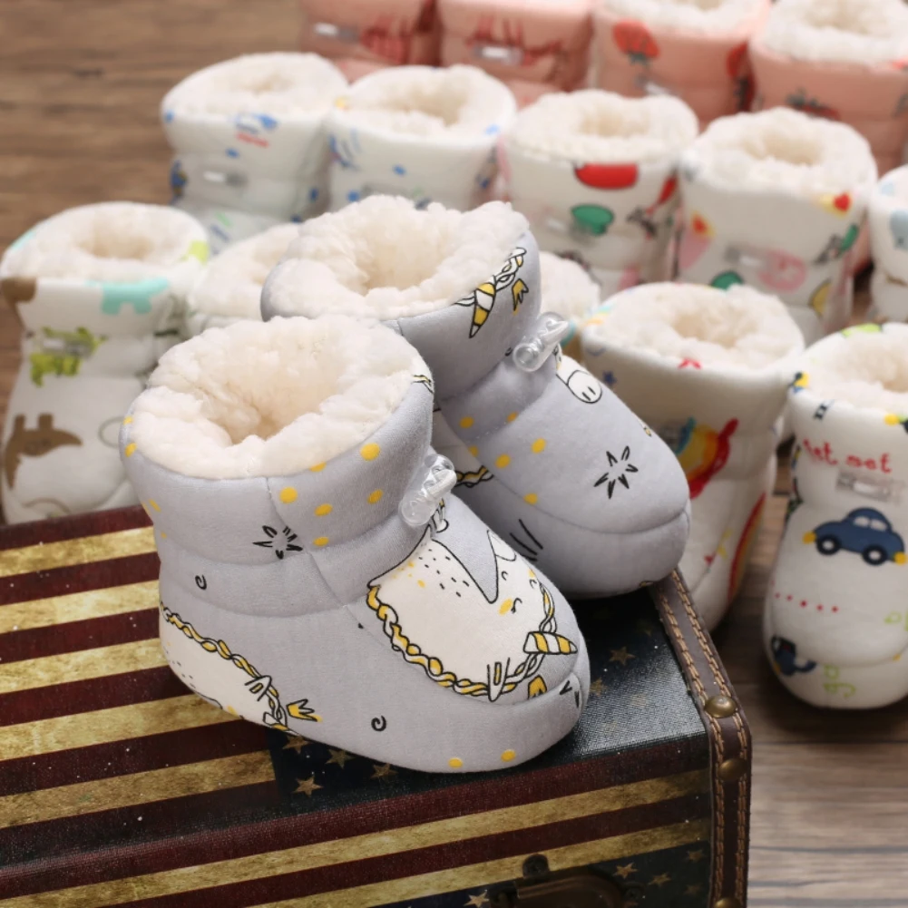 Baby Fashion Cartoon Winter Warm Boots Newborn Plush Round Toe Flat Shoes Cotton Snow Boots Warm And Thick Children'S Shoes 1