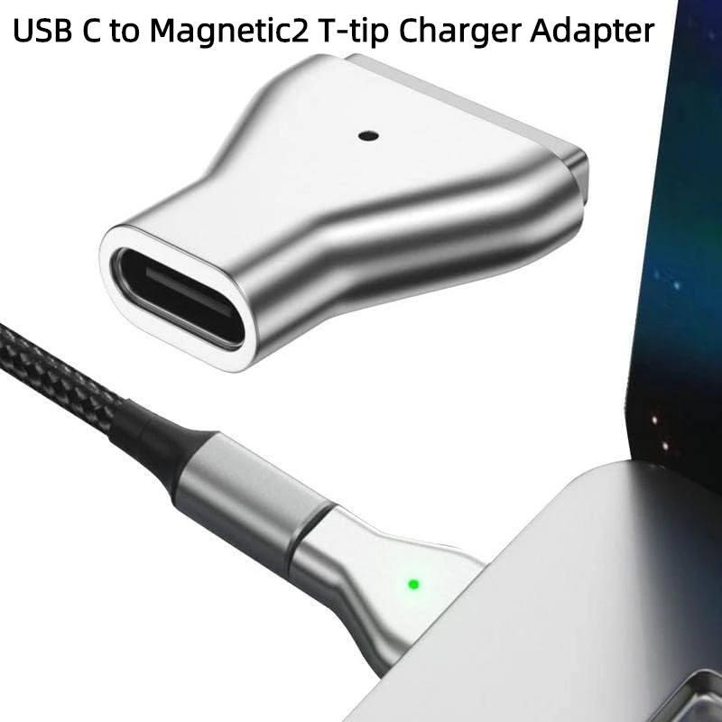 

USB Type-C to Magnetic 2 T-tip Charger Adapter PD 100W Power Fast Charging Converter Compatible with 2013-2015 Macbook Air/Pro