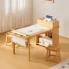 Art Table and Chair Set for Kids with Paper Roll Holder, Storage Shelves, Side Tray, Organizer Caddy, and 2 Stools, Ideal for Ag