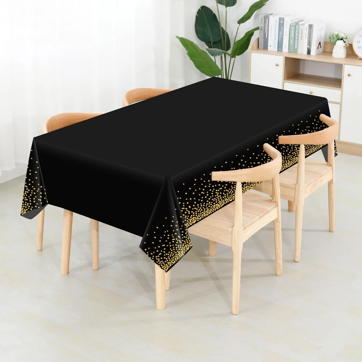 Disposable Tablecloth 137x274cm Disposable Rectangle Gold Dot Waterproof Party Table Covers for Birthday Wedding Party Decorations