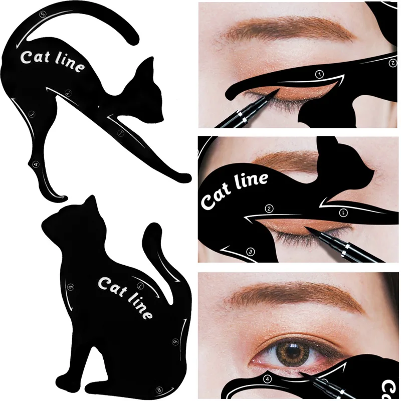 Eye Makeup Tool Eye Template Shaper Model Easy To Make Up Cat Line Stencils Eyeliner Card Cat Line Eyeliner Stencils Black Pro