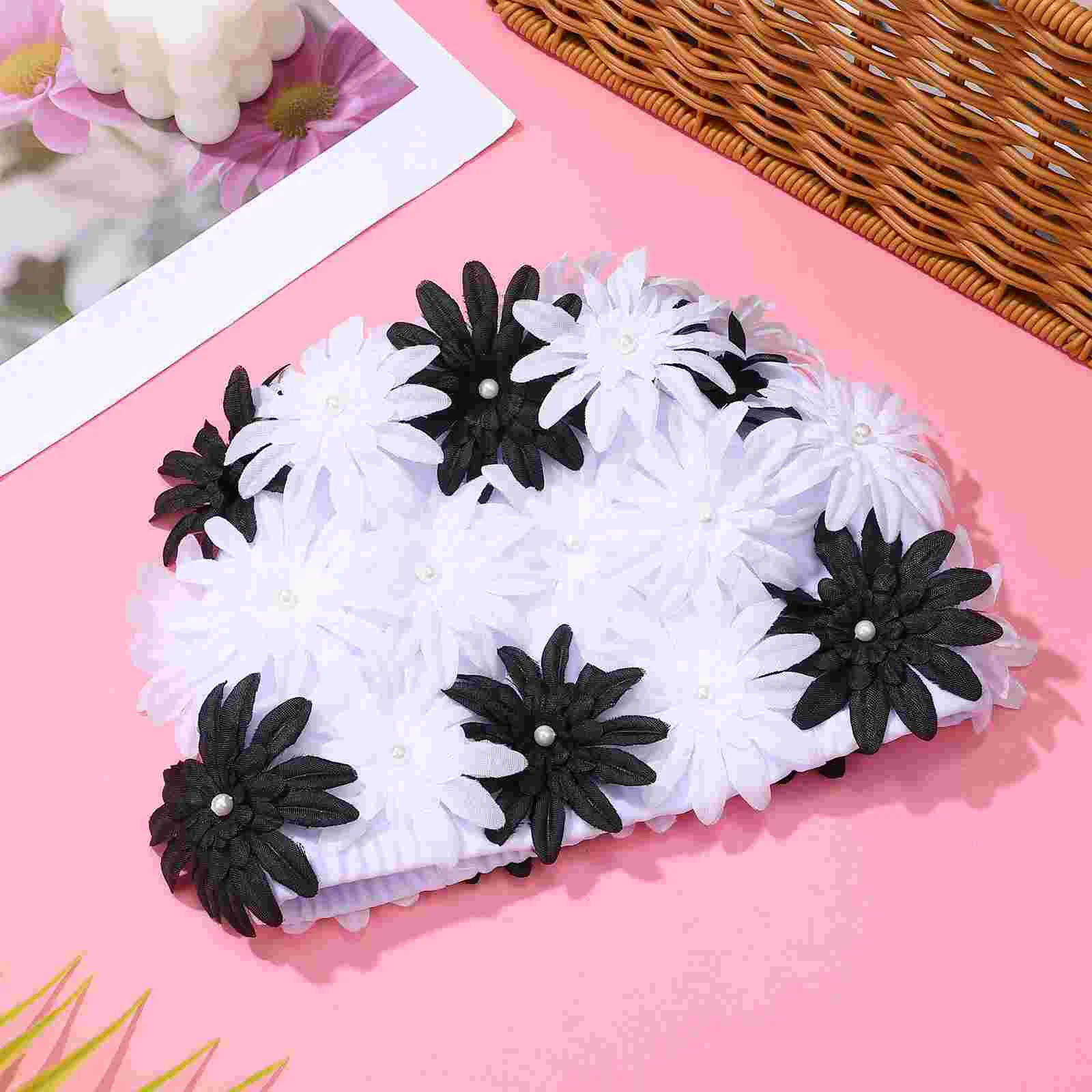 Ear Swim Cap Pearl Flower Swimming Caps for Men Ladies High Quality Adults Women's Girls 5