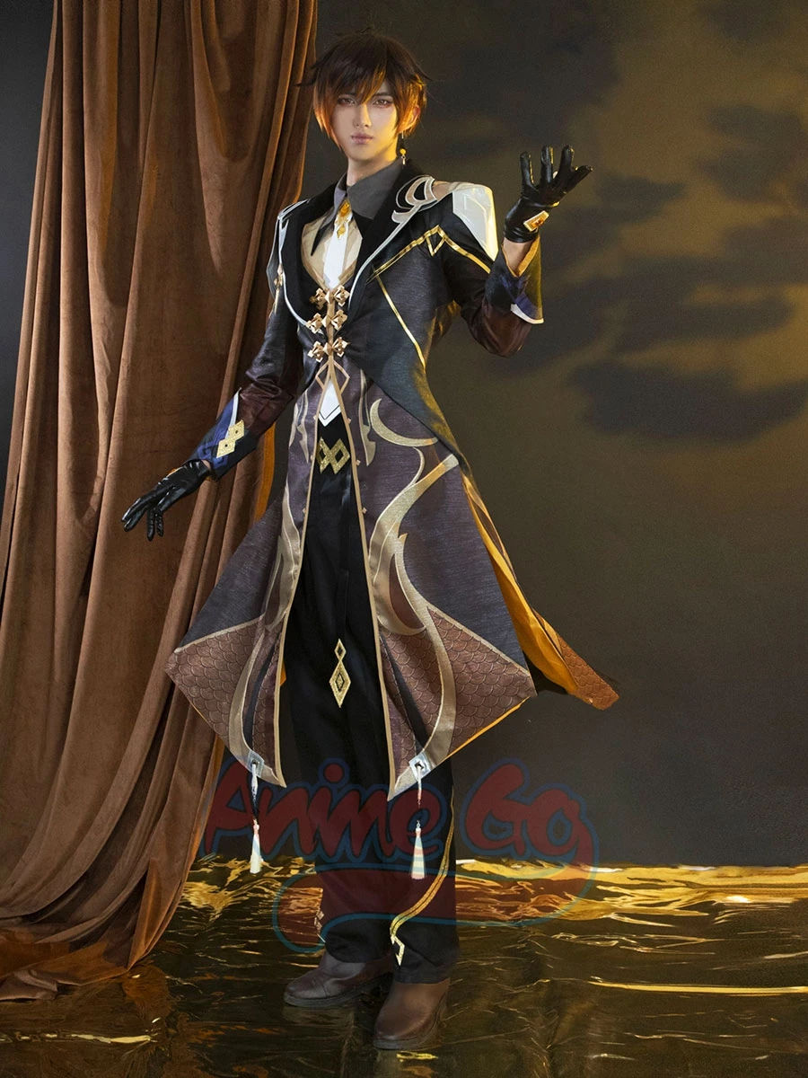 

Game Genshin Impact Zhongli Cosplay Costume Morax Men Uniform Halloween Upgraded Outfits C02946-AA