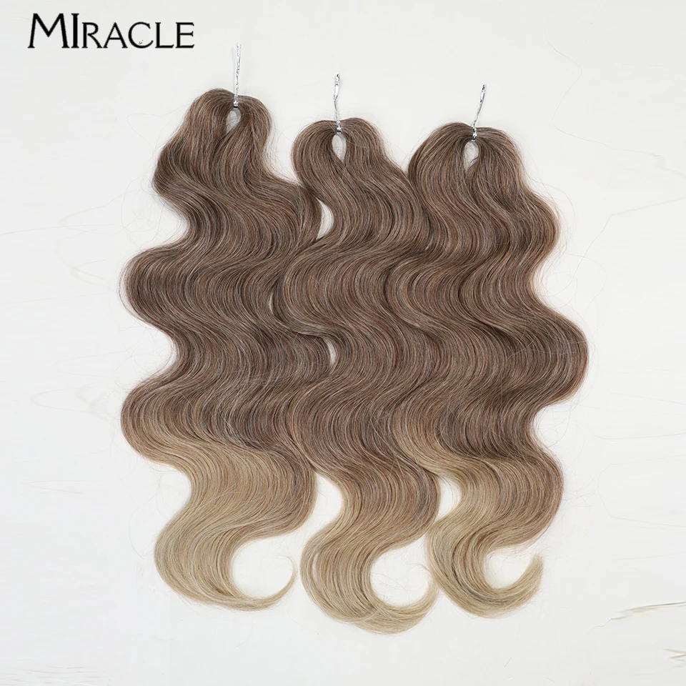 MIRACLE Water Wave Crochet Braid Hair Extensions 24 Inch Wavy Braiding Hair Ombre Blonde Ginger Blonde Curly Fake Hair Pieces