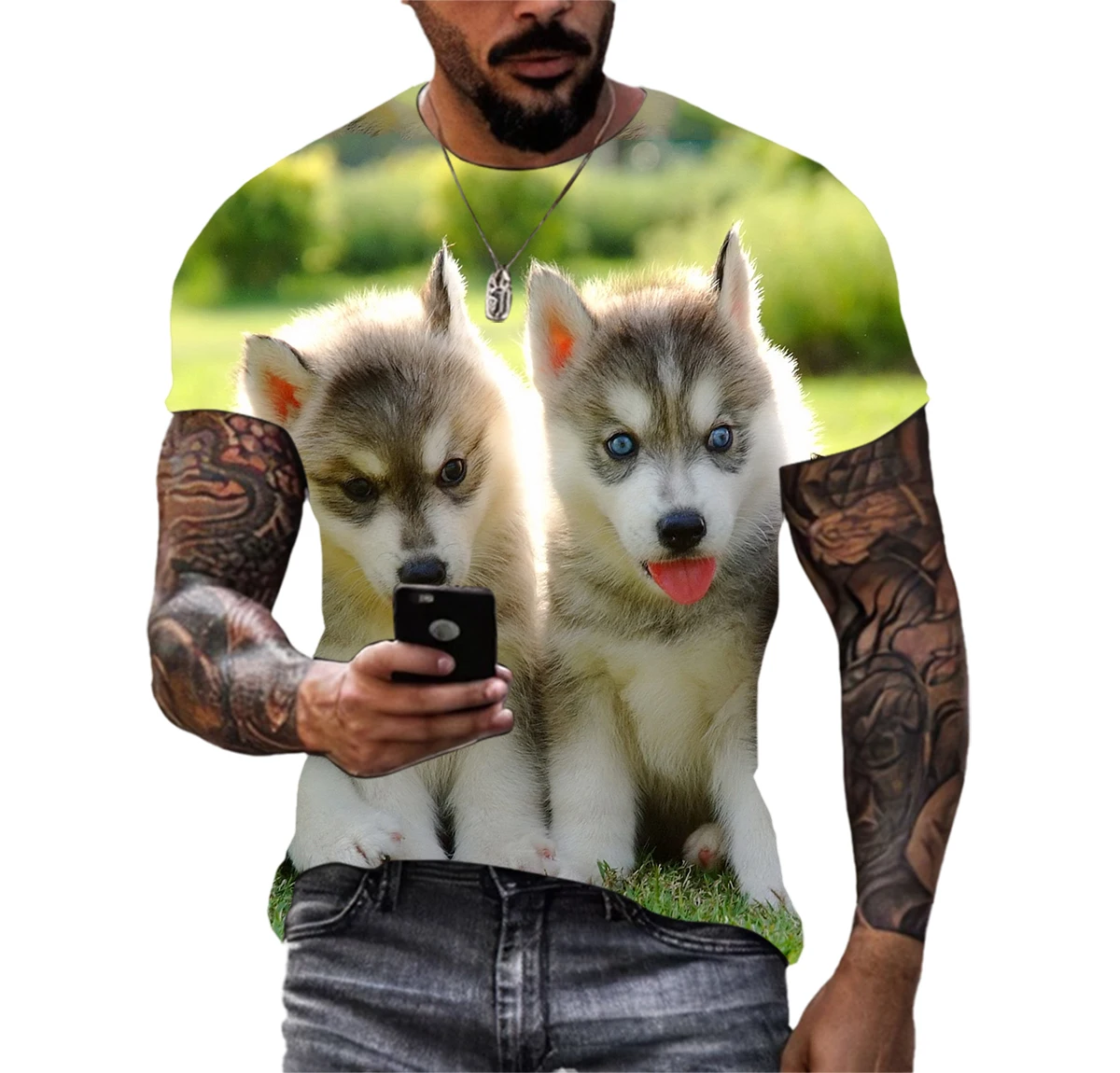 Summer Fashion Husky Dog T-Shirts For Men Casual 3D Print HD