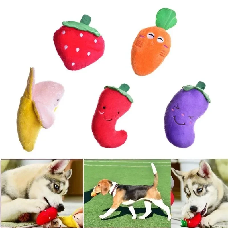 

Pet Toys Plush Squeaky Toy Bite-Resistant Clean Dog Chew Puppy Training Toy Soft Banana Bone Vegetable Fruit Pet Supplies