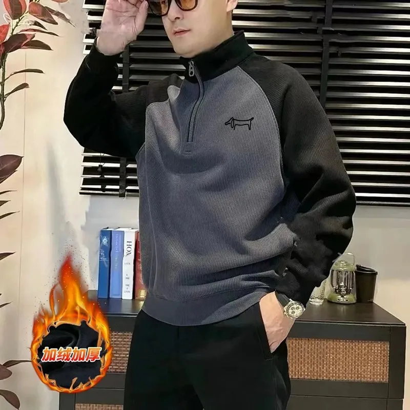 Luxury Brand Golf Top Men's Golf Wear Winter New Long Sleeves Half High Collar Thickening Casual Tee Men Clothes