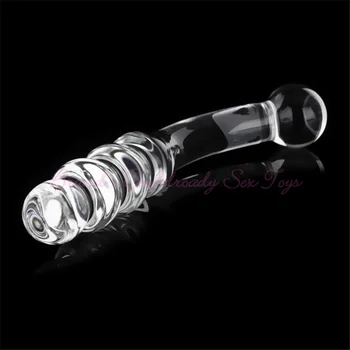 Pyrex Glass Dildo 195x33mm Fake Penis Crystal Anal Beads Butt Plug Prostate Massager G Spot Female Masturbation Toys 3