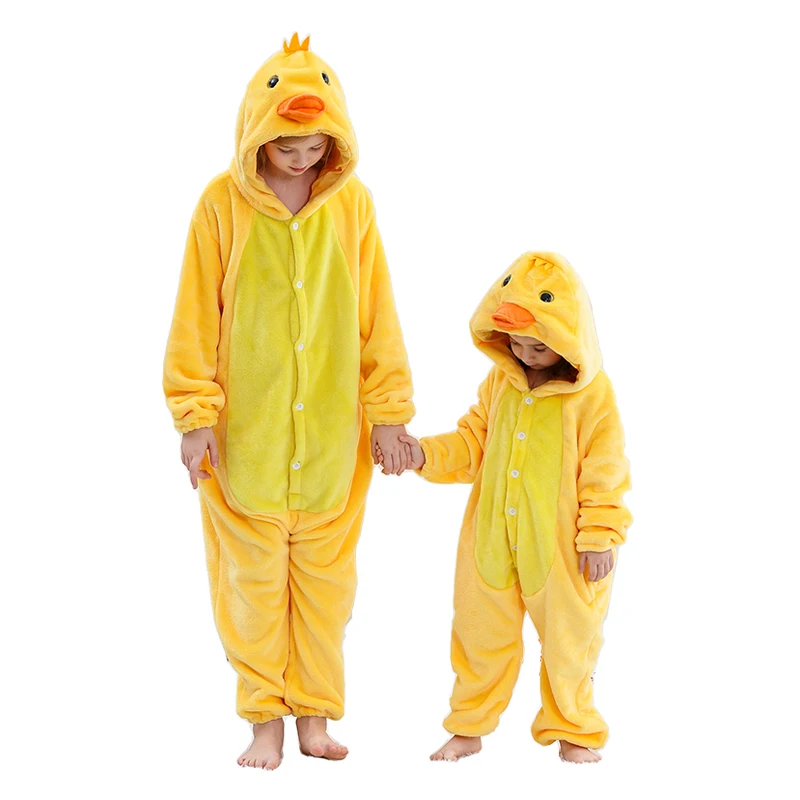 Kids Onesies Animal Pajamas Chick Cosplay Costume Children Cartoon Kigurumi Girls Full Body Halloween Party Outfits One-Piece
