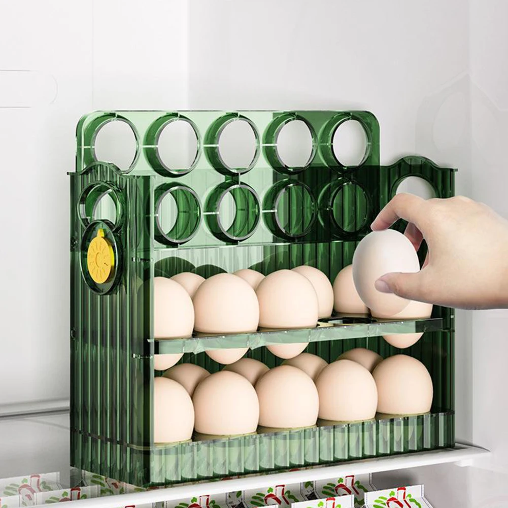 Caja De Almacenamiento De Huevos Para Nevera - Transparente, Apilable, Con Dispensador Y Marcador De Fecha