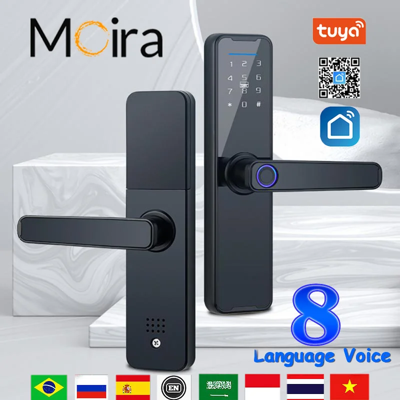 

Tuya Wifi Electric Smart Biometric Fingerprint Lock Home Hotel Apartment Door Password Lock App Remote One Grip To Open Keyless