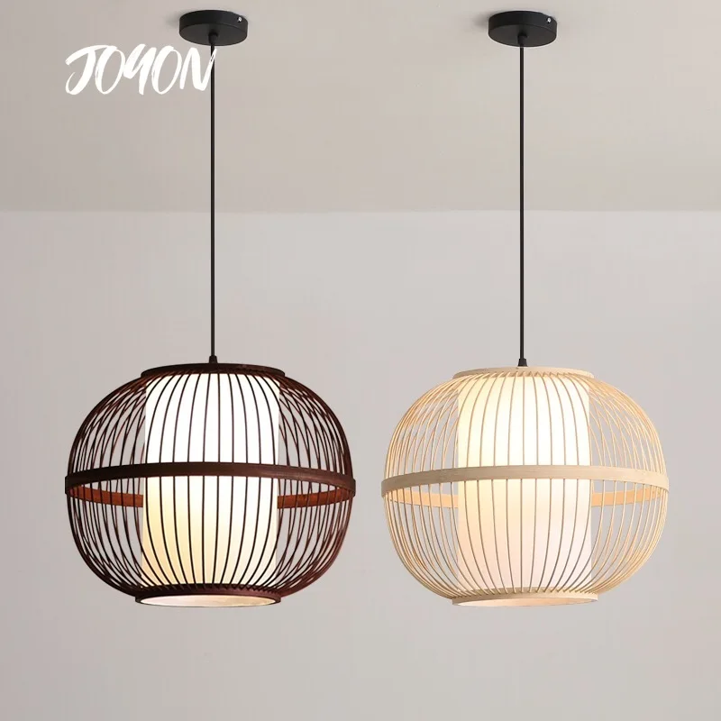 

Bamboo Weaving Hanging Lamp Chinese Zen Tea Room Droplights Hotel Bamboo Pendant LightsHotpot Store Lighting Rattan Lamp Shade