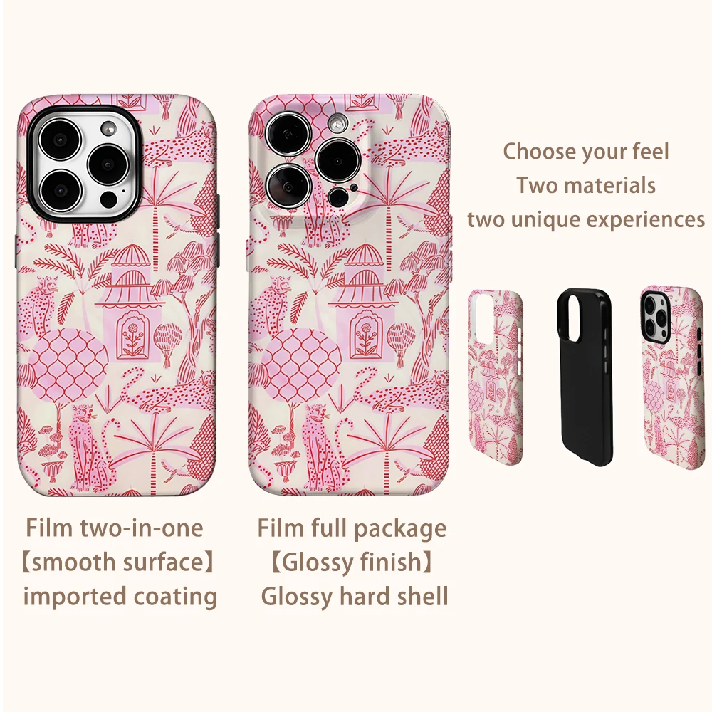 Luxury Double-Layer Cherry Paradise Pink Phone Case