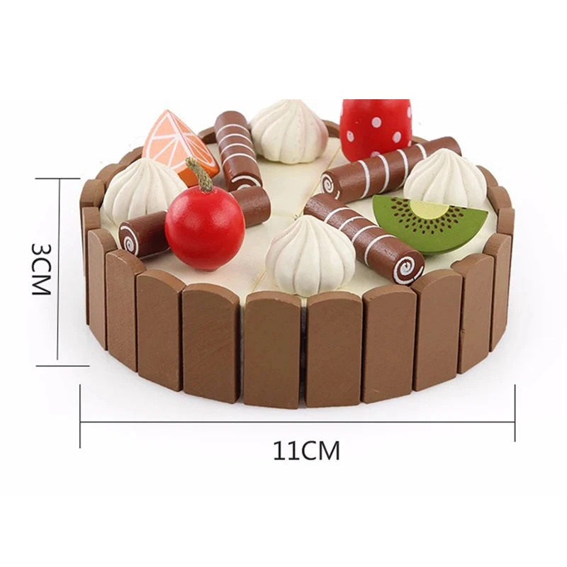 Wooden Children Kitchen Toys Pretend Toys Cutting Cake Play Food Kids Wooden Fruit Cooking For Baby Birthday Interests