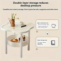 [Stylish Side Table] Stylish Modern Round Side Table with Storage Shelf | Space-Saving, Lightweight for Living Room, Bedroom 5
