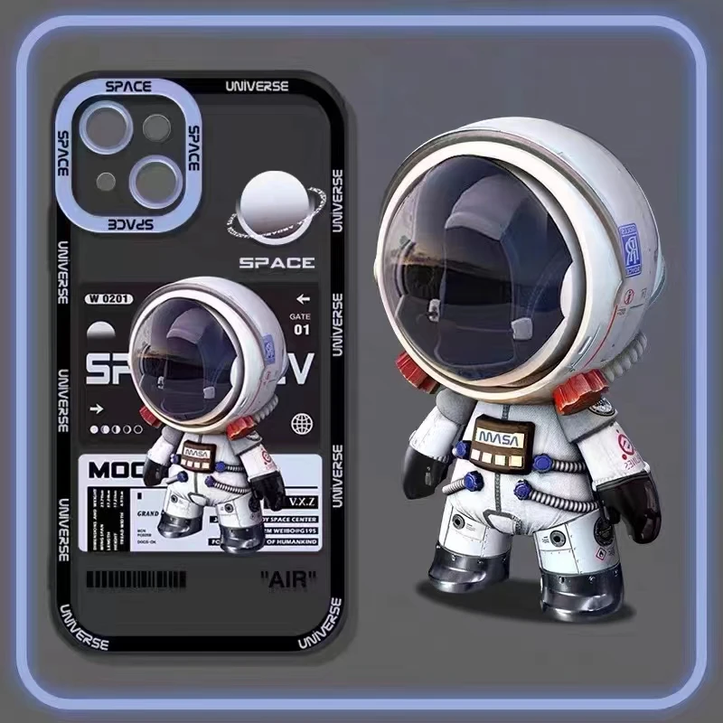 

Чехол для IPhone с астронавтом для IPhone 11 12 13 14 Pro Max XS X XR 7 8 Plus SE, милый прозрачный мягкий силиконовый бампер, задняя крышка