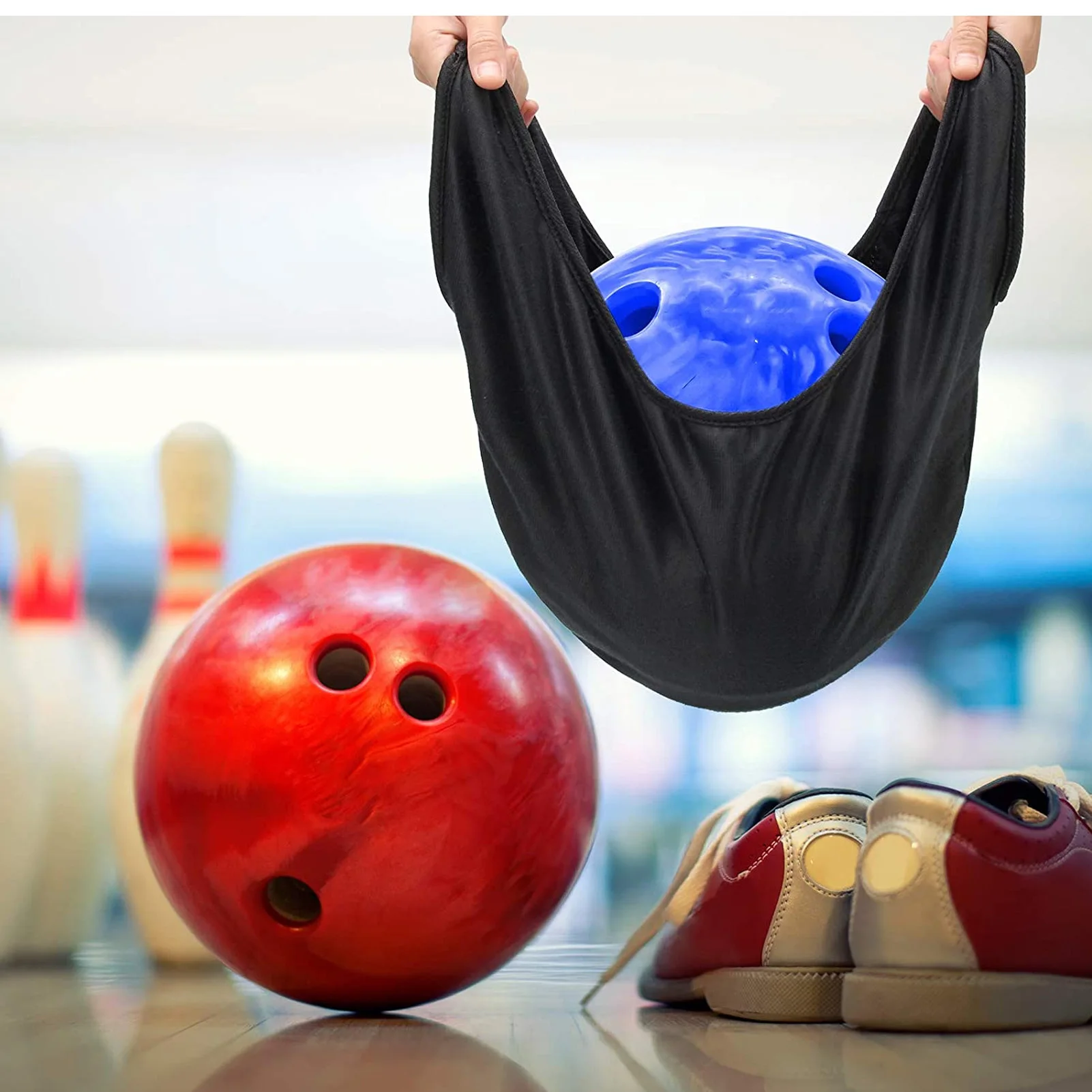 Bowling Ball Carry Bag See Saw Polisher Cleaner Towel Bowling Ball Bag Storage Black Microfiber Polisher
