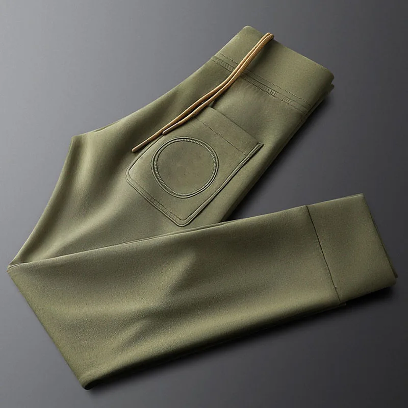 

Light luxury high sense simple embroidery casual sports pants men slim autumn winter men stretch sweatpants trend