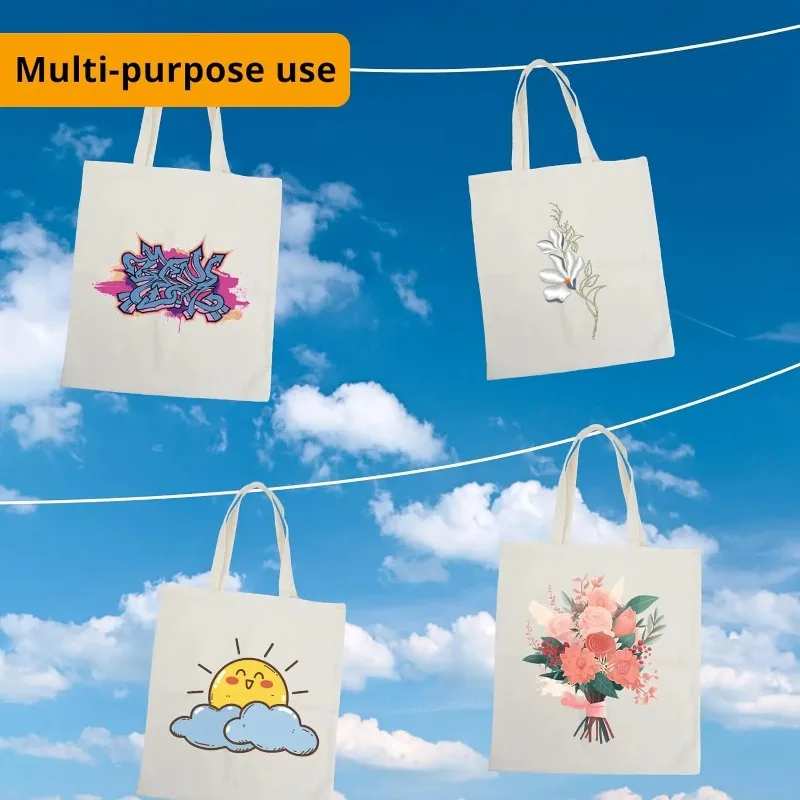 Canvas Tote Bags 6-Pack Sustainable Reusable Perfect For Gift Ideas And Heat Transfer Designs