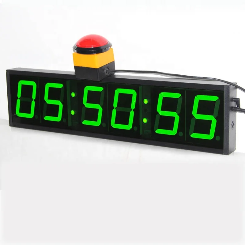 

Green Color Large Hour Minute Second Display Programable LED Wall Clock Countdown Digital Timer